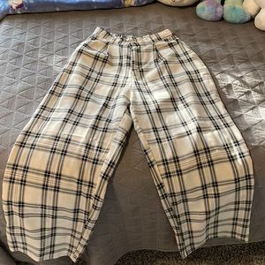 plaid wide leg pants